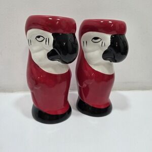 Pair Of Rainforest Cafe Collectible Red Parrot Ceramic Cocktail Tiki Mugs